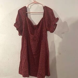 Gently used red with whi polka dots